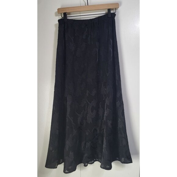Chico's Dresses & Skirts - VTG Chico's Design Women's SZ 0 Flowy Black Floral Sheer Skirt Whimsigoth